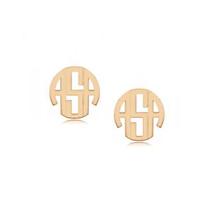 【送料無料】アクセサリー　ネックレスローズゴールドブロックイニシャルモノグラムイヤリングhecho a medida 3 iniciales bloque monogram pendientes en oro rosa chapado plata