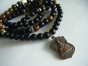 【送料無料】アクセサリー　ネックレスビンテージトラアカウントアガタamuleto de buda espiritual vintage 108 con cuentas 32 mala monje bendito tigre ojosgata
