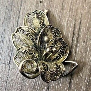 【送料無料】アクセサリー　ネックレスビンテージブローチピンシートautntico vintage plata filigrana hoja flor encantadora pin broche 16,265円