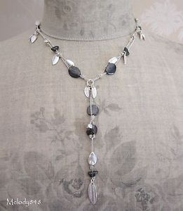 【送料無料】アクセサリー　ネックレスクラシックネックレスブラックヘマタイトシルバーボームテクスチャシートcollar clsico bohm texturas negro hematita plata guijarros hoja golpeado bnwt