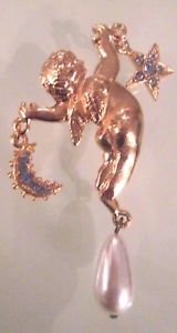 【送料無料】アクセサリー　ネックレスブローチビンテージフランスデザイナーhermoso broche vintage 1980s diseador francs querubn