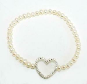 【送料無料】アクセサリー　ネックレススターリングシルバーハートブレスレットtdc pulsera de plata esterlina cz corazn de agua dulce perla