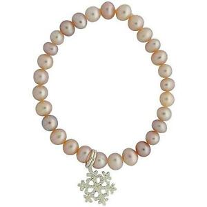 【送料無料】アクセサリー　ネックレスピンクチョスノーフレークブレスレットビーズjo for girls rosa de agua dulce perla cultivada 45mm copo de nieve pulsera con dijes