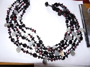 【送料無料】アクセサリー　ネックレスネックレスガラスフィラメントfilamento de la perla, vidrio de cinco madre de perla graduateing heavy collar g50313 16,485円
