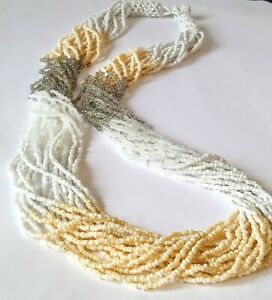 【送料無料】アクセサリー　ネックレスシードビーズネックレスヴィンテージガラスストランドビーチパーティcollar de abalorios de semilla de vidrio vintage 18 hebras haskell look fiesta playa desga