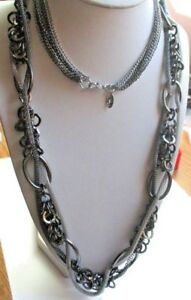 【送料無料】アクセサリー　ネックレスボーグランドコリアアルジェントオリジナルレトロbeau grand collier 88 cm sautoir couleur argent anthracite bijou rtro original