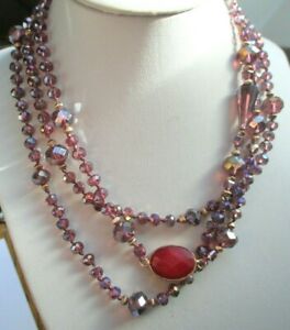 【送料無料】アクセサリー　ネックレスグランドコリアビンテージmagnifique grand collier sautoir perles de verre amthyste bijou vintage 338