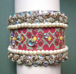【送料無料】アクセサリー　ネックレスブレスレットマンシェット614 bracelet manchette metal recouvert de tissu