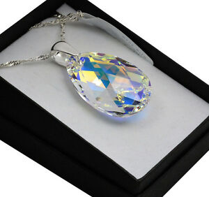 【送料無料】アクセサリー　ネックレスナシアーモンドスワロフスキースターリングシルバーネックレスcollar de plata esterlina 925 cristales de peraalmendra 1038 mm de swarovski｜hokushin