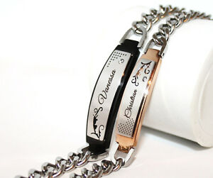 【貨物輸送無料】添え物 ネックレストップパートナーステンレススチールブレスレットブレスレットbellos id pulseras de acero fino socio pulseras con grabado segn preferencias top