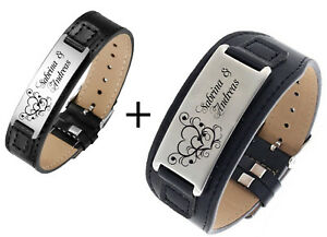 【貨物輸送無料】添え物 ネックレスステンレススチールプレートブレスレットパートナーid de cuero socios pulseras con placa de acero inoxidable con grabado segn preferencias dos colore