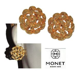 【送料無料】アクセサリー　ネックレスモネクリップモチーフイヤリングmonet boucles doreilles clips de couleur or motif tress bijou earring