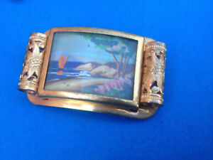 【送料無料】アクセサリー　ネックレスブローチアンティークブローチancienne broche dore peinture antique painting brooch｜hokushin