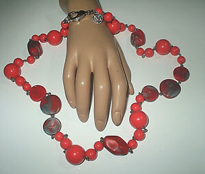 【送料無料】アクセサリー　ネックレス　デザイナーマルチビーズネックレスインチロブスターファスナーmng designer rosso multi perline lungo collana 32 pollicilarge artiglio daragosta elemento di 15,185円