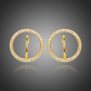 【送料無料】アクセサリー　ネックレス　クリアキュービックジルコンイヤリングラウンドピン18k oro placcato chiaro bianco cubic zircone strass orecchini a perno rotondo festa