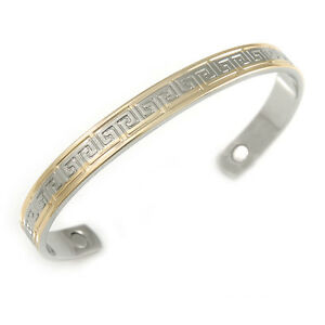【送料無料】アクセサリー　ネックレス　パターンカフブレスレットギリシャuomini donne due toni greco che creano pattern rame polsino braccialetto magnetico con due magneti