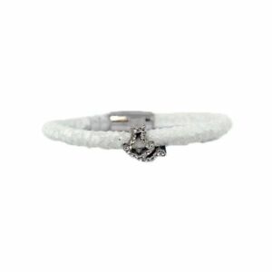 【貨物輸送無料】付属物 首飾り カフオーガスタデワイヤbracciale razza augusta de carolis gat007 1 filo colore bianco con charm e crist