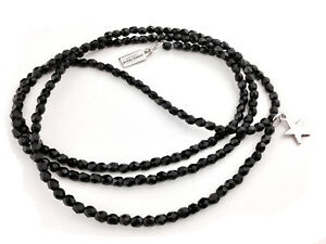 【送料無料】アクセサリー　ネックレス　チェーンネックレスガラスビーズycatena collana lunga perline di vetro profondo nero con stella e rimorchi charmkette