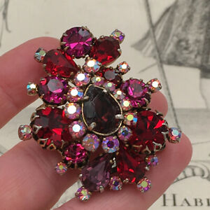【送料無料】アクセサリー　ネックレス　ビンテージバラビンテージブローチbroche vintage verre taill rouge et rose vintage brooch