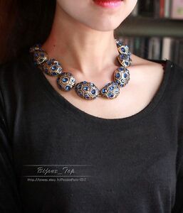【貨物輸送無料】付属物 首飾り コリアーラスデュコートアールデコバロックビンテージcollier ras du cou art deco chaine baroque bleu ancien vintage original osc 2