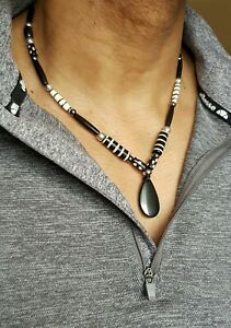 【送料無料】アクセサリー　ネックレス　ネックレスペンダントサイズサーファーcollana da uomo fatto a mano, nero osso intagliato pendente, 7 taglie, cuoio, tribale surfista,