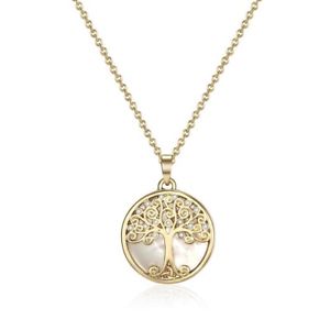 【送料無料】アクセサリー　ネックレス　パールトーンペンダントネックレスゴールドalbero della vita con madreperla tono oro pendente donna con collana cyrtals