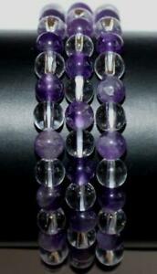 【貨物輸送無料】付属物 首飾り クリスタルデロシュcollierbracelet amthyste et cristal de roche elastique