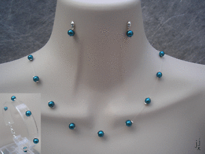 【送料無料】アクセサリー　ネックレス　フロートネックレスブレスレットイヤ�
2000
�ング17c 6mm galleggiante illusione collana di perle braccialetto orecchini set donna bambina