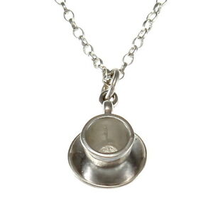 【送料無料】アクセサリー ネックレス スターリングシルバーティーコーヒーカップペンダントネックレスアンプargento sterling t caff tazza collana con pendente con 457cm catenina amp;|hokushin