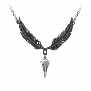 【貨物輸送無料】付属物 首飾り ゴシックカラススカルピューターペンダントalchemy gothic incrowtation crow skull amp; piume pentagramma ciondolo インチ peltro