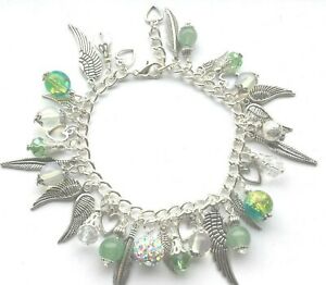 【送料無料】アクセサリー　ネックレス　セットフェザーブレスレットcaricato piuma bracciale con charm ali verde avventurina gemma cristallo regalo