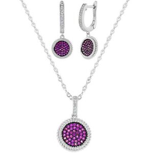 【貨物輸送無料】付属物 首飾り スターリングシルバーピンクキュービックジルコンargento sterling 925 fucsia zircone cubico trasparente