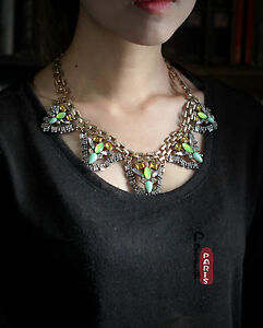 【貨物輸送無料】付属物 首飾り コリアーアールデコバロックビンテージオリジナルcollier art deco triangle vert jaune bleu ambr baroque vintage original sd4