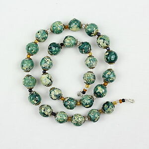 【貨物輸送無料】付属物 首飾り ビーズネックレスイヤリングタイプビーズargilla naturale perline collana  orecchini set dipinto a mano tipo kazuri perline ncs15