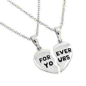 【貨物輸送無料】付属物 首飾り スターリングシルバーネックレスargento sterling due catenine collana con   forever tuo  spezzato cuore