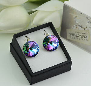 【送料無料】アクセサリー　ネックレス　シルバーイヤリングリヴォリスワロフスキークリスタルライトenorme 925 argento orecchini rivoli 18 mm cristalli di swarovski vitrail light