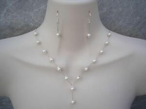 【送料無料】アクセサリー　ネックレス　ネックレスアンプドロップシルバーイヤリングcollana di perle a goccia amp; lunga 925 silver orecchini dangle damigella donna 40 a