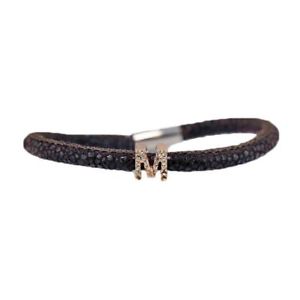 【貨物輸送無料】付属物 首飾り カフオーガスタデワイヤクリスタルブラウンbracciale razza augusta de carolis m05 1 filo colore marrone con charm e cristal