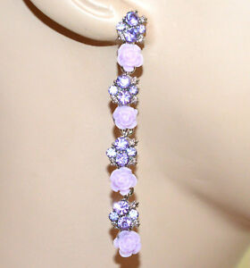 【貨物輸送無料】付属物 首飾り イヤリングライラックシルバーペンダントorecchini lilla glicine donna argento pendenti lunghi strass fiori eleganti bb2