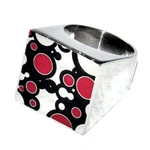【送料無料】アクセサリー ネックレス リングシールデザインスチールオリジナルブラックレッドpygmees anello sigillo design originale acciaio posta elettronica rosso nero tg|hokushin