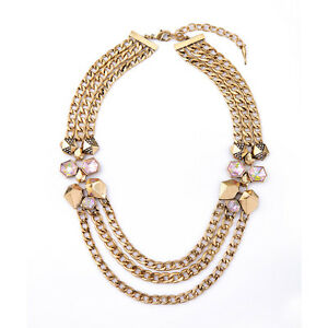 【貨物輸送無料】付属物 首飾り コリアートログロローズビンテージcollier dor trois rang mi long gros chaine rose irregulier vintage az 1