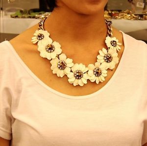 【貨物輸送無料】付属物 首飾り コリアーマルグリットブランクリスタルバックオリジナルcollier grosse fleur marguerite blanc cristal  retro original soire クオート 7