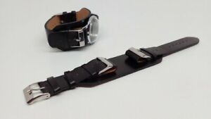 【貨物輸送無料】付属物 首飾り ブレスレットノワールbracelet montre en cuir de veau noir 18粍 et 20粍