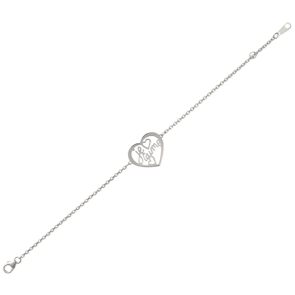 【送料無料】アクセサリー　ネックレス　ブレスレットアルジェントクールエイムbracelet argent 925 rhodi chaine maille fort 08mm coeur 19mm je taime