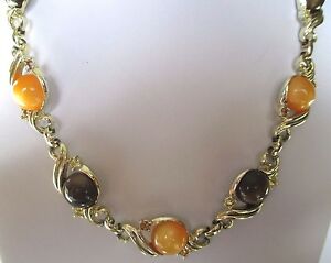 【送料無料】アクセサリー　ネックレス　コリアーゴーカボションマロンクリスタルオリーブビンテージcollier couleur or cabochon marron orang cristal citrine bijou vintage 392