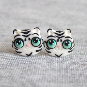【貨物輸送無料】付属物 頸飾り ホワイトタイガーイヤリングスタッドwhite tiger animali zoo stud simpatici regali per bambini bambina outfit orecchini jewelry 男女兼用アクセサリー-ネックレス・ペンダント-ジュエリー・アクセサリー