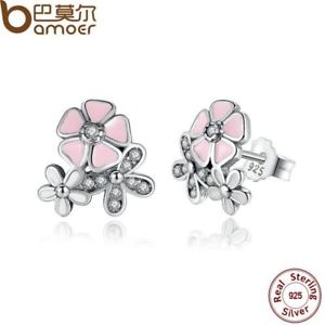 【貨物輸送無料】付属物 頸飾り スターリングシルバーデイジーチェリーブロッサムペンダントイヤリング925 argento sterling poetico daisy cherry blossom orecchini pendenti donna 男女兼用アクセサリー-ネックレス・ペンダント-ジュエリー・アクセサリー