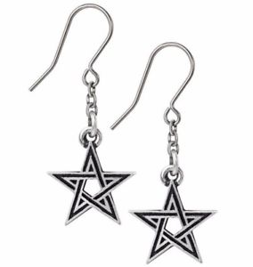 【送料無料】アクセサリー　ネックレス　ブラックスターイヤリングゴシックホックnero stella pentagramma protezione orecchini surg acciaio ganci alchemy gothic