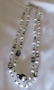 【送料無料】アクセサリー　ネックレス　ネックレスビンテージファイルダブルムラノガラスcollana vintage doppio file perle vetro di murano anni 60,