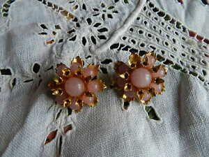 【送料無料】アクセサリー　ネックレス　クリップビンテージフォームメタルドールローズjolis clips vintage en forme de fleur metal dore et perles en verre rose marbre